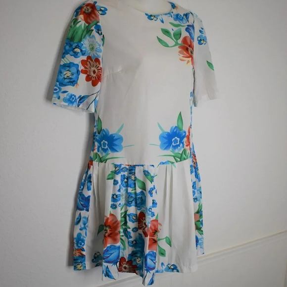 ASOS Floral Dress Sz 8 Mini Pleated Skirt Whimsigoth Party Boho Artsy - Picture 3 of 12